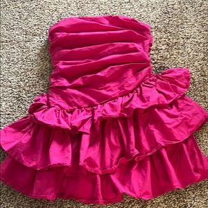 Vibrant Pink Strapless Ruffled Dress